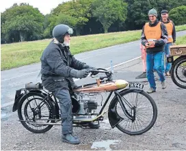  ?? ?? John Chubb on his very stylish 1911 2¼hp Wooler. [Photo by Ian Thoburn]