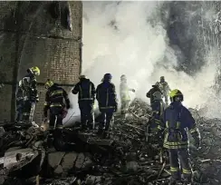  ?? Picture: Reuters ?? Rescuers work at a building heavily damaged by a Russian drone strike in Odesa, Ukraine, yesterday.