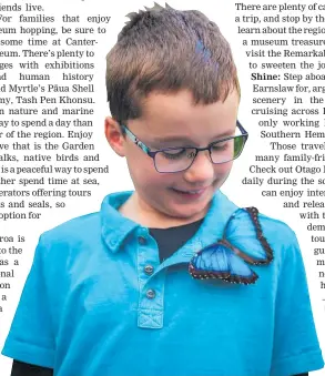  ?? ?? Otago Museum gives kids the chance to release a butterfly into the forest (below). Photo / Dunedin NZ