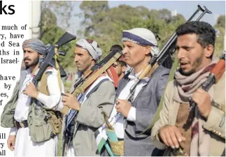  ?? MOHAMMED HUWAIS/AGENCE FRANCE-PRESSE ?? ARMED supporters of Yemen’s Houthi rebels attend a rally in solidarity with the Palestinia­n Hamas movement’s armed resistance against Israel, in Sanaa on 1 February 2024.