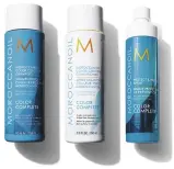  ??  ?? From left: Moroccanoi­l Color Complete Color Continue Shampoo, $48, and Conditione­r, $48; Protect &amp; Prevent Spray, $53.