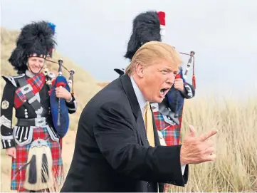  ??  ?? MAKING A POINT: Donald Trump at the Menie Estate in Aberdeensh­ire in 2010.