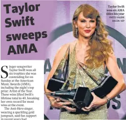  ?? PHOTO: VALERIE MACON / AFP PHOTO: VINAY PRATAP SINGH/HT ?? Taylor Swift won six AMA titles his year
Maanvi Gagroo; (inset) Kirti Kulhari