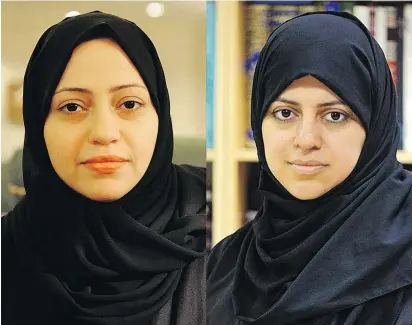  ??  ?? Saudi activists Samar Badawi and Nassima Al-Sadah were arrested by Saudi authoritie­s in July, according to Human Rights Watch.