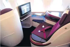  ??  ?? Seen here is a business-class seat on board a Qatar Airways Airbus 350. A slowdown in global business travel is in turn slowing growth in demand for premium seats.