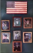  ?? MEDIANEWS GROUP PHOTO ?? Mary Jo Lester calls this her “military wall” in her Norristown home. The photos honor her brother Daniel, her children Kathleen, Rebecah and Danny, and “grands” Laura, Gregory and Molly, who have proudly served the country.