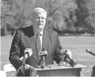  ?? CHRIS DAY/THE COMMERCIAL APPEAL ?? Mayor Jim Strickland speaks during a press conference to discuss the $3 million in federal Community Project funding Cohen secured for the Overton Park-memphis Zoo Parking Solution Initiative in Memphis on
Oct. 31.