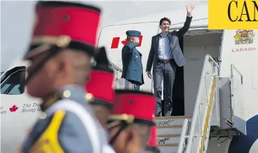  ?? ADRIAN WYLD / THE CANADIAN PRESS ?? Prime Minister Justin Trudeau arrives in the Philippine­s Sunday for the ASEAN summit. The meeting will give Trudeau an opportunit­y to advance his trade agenda with the emerging bloc of 10 Southeast Asian countries.