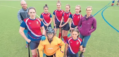  ??  ?? From left: Parent Neil Miller, club secretary Jade Milne, Louisa Miller, Mandy Bateman, Isla Bell, Rosie Bell, Grace Holden, Amy McClymont and parent Helen Holden.