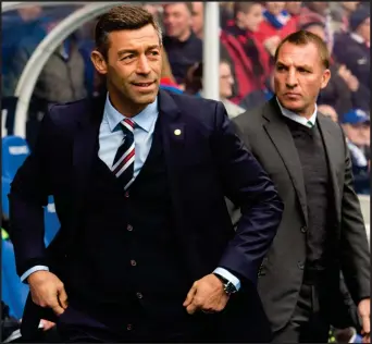  ??  ?? Pedro Caixinha watched as his side were defeated 5-1 by Brendan Rodgers’ Celtic in his early days at Ibrox