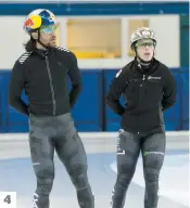  ??  ?? 4. Les deux athlètes lors d’un entraîneme­nt à l’aréna Maurice-Richard, à Montréal, en mars 2014.