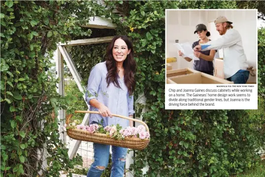  ?? AMY NEUNSINGER VIA THE NEW YORK TIMES ?? Joanna Gaines in her garden. She and her husband, Chip, the co-stars of “Fixer Upper,” have married Texas tradition with modern taste to create a wildly popular brand.