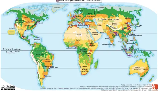  ??  ?? 2
Carte des espaces nourricier­s dans le monde