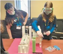  ?? PURDUE UNIVERSITY NORTHWEST ?? Science Olympiad participan­ts compete in “Write It Do It” during PNW’s 2021 regional. The event involves a participan­t writing a descriptio­n of an object and how to build it while the partnering student attempts to construct the object.