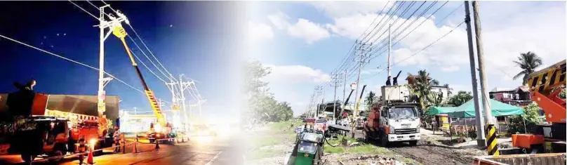  ?? ?? MERALCO also conducted pole relocation works in Merville, Parañaque City to support the on-going constructi­on of the C5 Southlink Expressway
MERALCO also conducted clearing and relocation of poles and electric facilities for the NLEX-SLEX Connector Road Project.