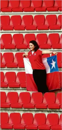  ?? Gonzalo Fuentes/Reuters ?? Arquibanca­da vazia em jogo do Chile e da Suécia, em Rennes, na França, pela Copa do Mundo feminina