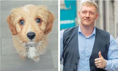  ?? ?? TRAGEDY: Nine-month-old Ziggy had to be put down, and right, Craig Dick leaves court after the trial in Aberdeen.