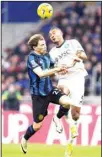  ?? ?? In this file photo, Inter Milan’s Nicolo Barella jumps for the ball with Napoli’s Juan Jesus, right, during the Serie A soccer match between Inter Milan and Napoli at the San Siro Stadium, in Milan, Italy. (AP)