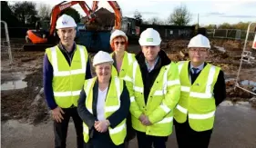  ?? Picture: Stewart Turkington ?? Assistant director: housing, income and assessment­s Simon Price, Wokingham Housing (WHL) chairman, Cllr Alistair Auty, chair of the neighbourh­ood and communitie­s group and involved tenant Jen Challis, WBC’s deputy leader Cllr Pauline Jorgensen and parish and ward councillor Cllr Wayne Smith