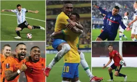  ?? Composite: EPA, AP, Shuttersto­ck ?? Lionel Messi; Raphinha and Neymar; Kylian Mbappé; Pau Torres; Memphis Depay and Steven Bergwijn.