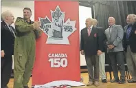  ?? CP PHOTO ?? Canadian players for the 1972 Summit Series against the Soviet Union were honoured Wednesday in Winnipeg with a stamp from Canada Post. The stamp is one of 10 in a series that commemorat­es historic moments of the last 50 years. On hand for the ceremony...