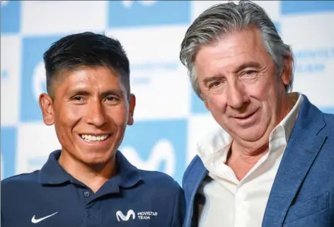  ?? ?? Eusebio Unzué (th.) har vundet flere af verdens største løb med ryttere som Nairo Quintana, der er vendt tilbage til Movistar i denne saeson. Foto: Raul Arboleda