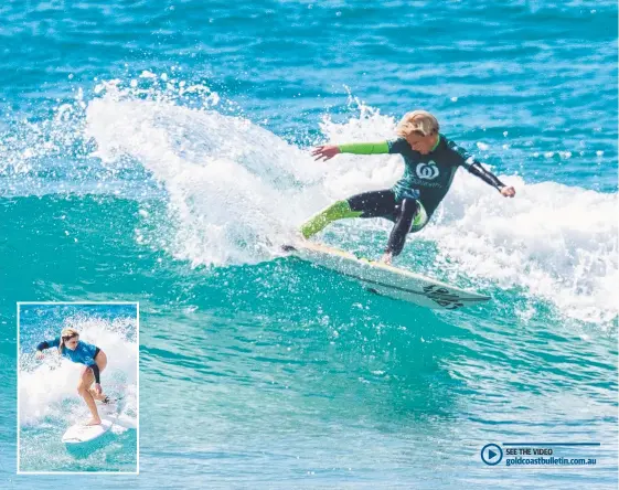  ?? Pictures: BEN STAGG/SURFING QLD ?? Marlon Harrison, 14, and (inset) sister Piper, 17, are off to the Australian championsh­ips this year.