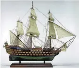  ?? [PHOTO BY HUGH TALMAN, NATIONAL MUSEUM OF AMERICAN HISTORY] ?? A model of the 104-gun French ship the “Ville de Paris,” which helped block British ships during the Battle of the Chesapeake in 1781, is on display.