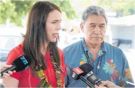  ??  ?? Jacinda Ardern and Winston Peters at the Pacific Islands Forum in Nauru earlier this month where they were questioned on New Zealand’s refugee quota. Below: The Nibok refugee settlement on Nauru.