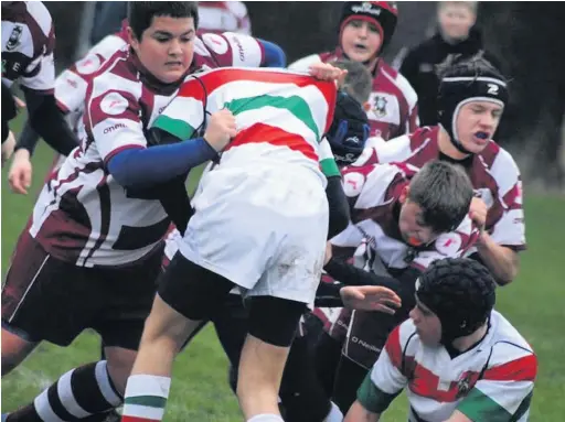  ?? Bruce Myers ?? ●●Action from Rochdale under 14s clash against Stockport at the weekend