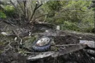  ?? AP PHOTO/ HANS PENNINK ?? Debris is scattered over an area Sunday at the site of Saturday’s fatal crash in Schoharie, N.Y.