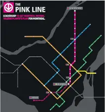  ??  ?? Projet Montréal’s proposed Pink Line, expected to be completed by 2028.