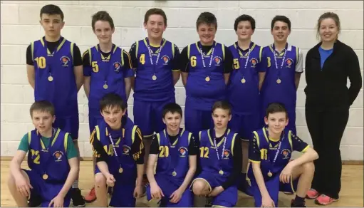  ??  ?? The Coláiste Bhríde Carnew first year basketball team who claimed the 2017/18 Wexford title last week.