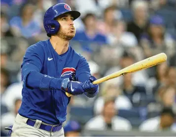  ?? FRANK FRANKLIN II / ASSOCIATED PRESS ?? Former MVP Cody Bellinger watches a home run he hit against the Yankees in July. Bellinger, who declined his end of a $25 million mutual option for 2024 with the Cubs as expected, will test the free-agent market coming off a bounceback season.