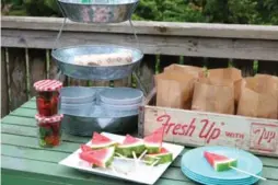  ??  ?? Snacks, from popcorn to watermelon popsicles, will keep your guests happy.