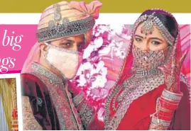  ?? PHOTO: ANI; FOR REPRESENTA­TIONAL PURPOSES ONLY ?? ride and groom wear masks during their wedding