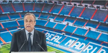  ?? FOTO: AP ?? Florentino Pérez, presidente de la Superliga Europea, aseguró el lunes que la ley protege a los 12 clubes fundadores