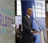  ?? CHUCK BURTON ?? In this June 23, 2015, file photo, NBA Commission­er Adam Silver speaks during a news conference to announce Charlotte, N.C., as the site of the 2017 NBA AllStar basketball game. AP PHOTO/