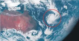  ?? Picture / JMA ?? A satellite image from geostation­ary MTSAT yesterday afternoon shows tropical Cyclone Cooke (circled) over the Western Pacific.