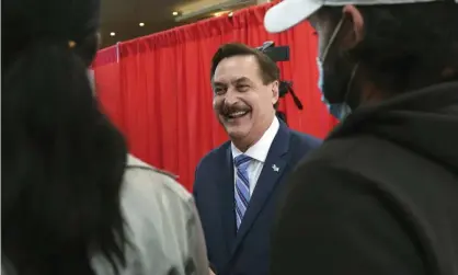  ??  ?? Mike Lindell, CEO of My Pillow, is set to launch a new free speech platform called Frank. Photograph: Sam Thomas/AP