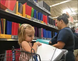  ?? HOLLY SHIVELY PHOTOS / STAFF ?? Veronica Bullerd, a kindergart­en teacher at Walter Shade Elementary in West Carrollton, was shopping for back-to-school supplies early to beat the crowd. She said she spends about $500 every summer to stock the classroom.