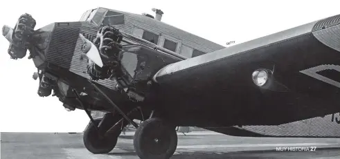  ?? TY GET ?? Los pilotos de guerra alemanes utilizaron aparatos de aviación civil para realizar entrenamie­ntos. En la foto, un Junkers G 31 ‘Hermann Koehl’ de la compañía comercial Lufthansa, en 1928.