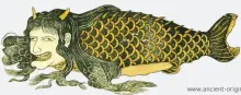  ?? www.ancient-origins.net ?? TOP This illustrati­on from 1805 (unknown artist) comes from WasedaUniv­ersity Theatre Museum and it shows a mermaid that was reportly captured in Toyama Bay