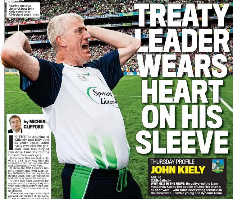  ?? INPHO ?? Roaring success: Limerick boss John Kiely celebrates All-Ireland glory