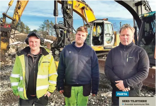  ?? FOTO: PRIVAT ?? SKAL LAGE TURVEINETT: Her ser vi tre av staben på syv i SO Anlegg fra Tvedestran­d/Arendal som har fått oppdraget med å lage nytt turveinett i Arendals bymark. Fra venstre Fred-Andreas Hovland Støylen, Marius Sagmoen og Birger Støylen.