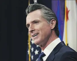  ?? Rich Pedroncell­i Associated Press ?? GOV. Gavin Newsom, shown giving his State of the State address, is likely to again have a surplus of tax revenue to divvy up once budget negotiatio­ns begin in May.