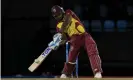  ?? Photograph: Randy Brooks/AFP/Getty Images ?? Fabian Allen blasts a six towards the end of the West Indies’ run chase.