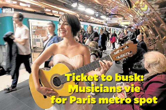  ?? —PHOTOS BY AFP ?? EARNING HER PLACE IN THE CROWD
Singer Eli Jadelot completed auditions and has been authorized to sing in France’s metro stations.