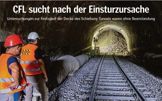  ?? Fotos: Guy Jallay ?? Der Tunnel Schieburg ist auf einer Länge von vier Metern eingestürz­t.