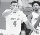  ?? DARRON CUMMINGS/AP ?? Sophomore forward Ricky Lindo Jr. plays for the Terps against Indiana on Jan. 26.